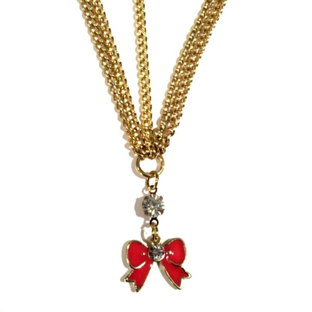 Gold tone Layered Forehead Jewelry - Head Chain Pink Bow - Women's Fashion
